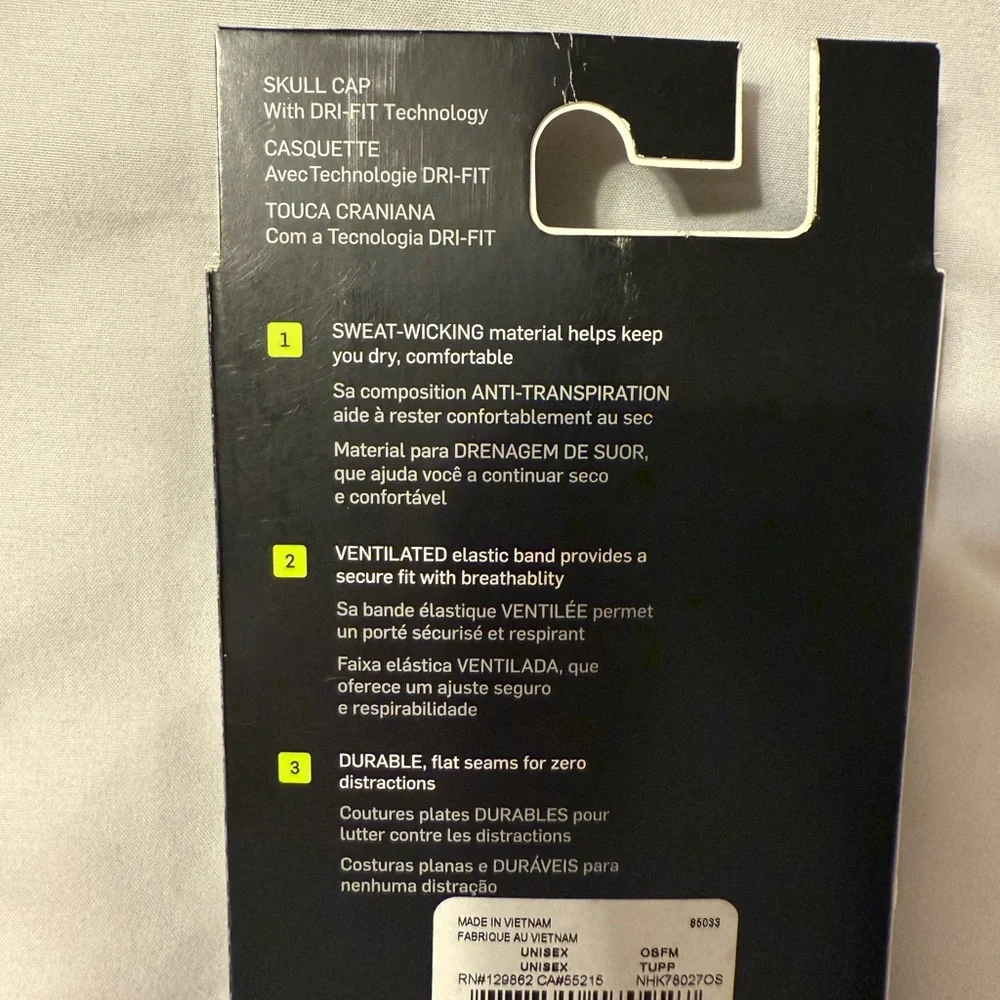 New Nike Pro Black and White Football Skull Cap - Picture 3 of 6